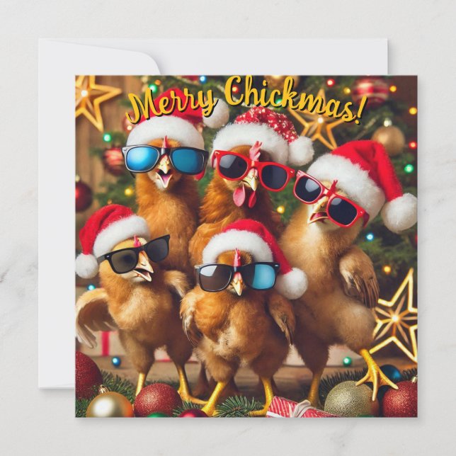 Merry Chickmas Feiertagskarte (Vorderseite)