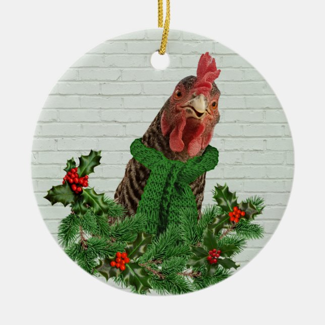Merry Chickmas Keramik Ornament (Vorne)