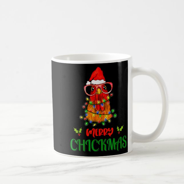 Merry Chickmas Ornament Lights Chicken Farmer Chri Kaffeetasse (Rechts)
