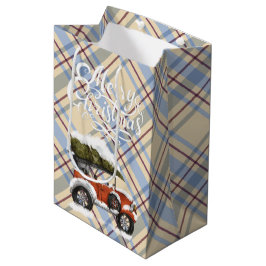 Merry Chirstmas niedlicher Schott mit rotem LKW-Te Mittlere Geschenktüte