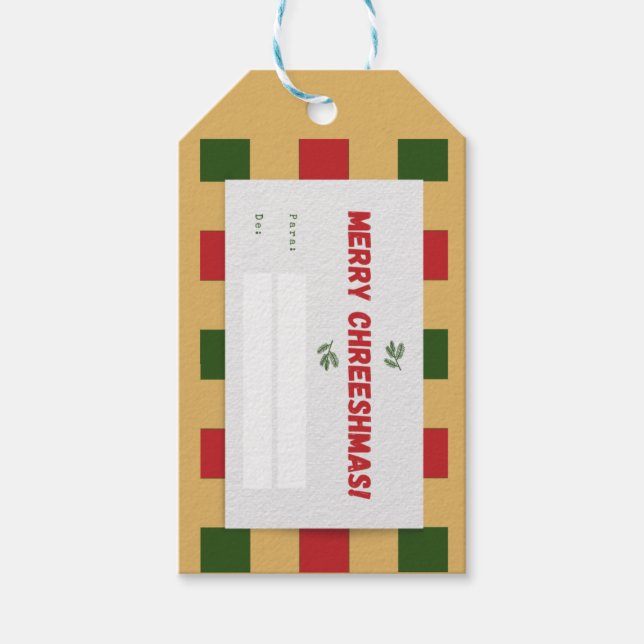 Merry Chreeshmas kariert Geschenkanhänger (Vorderseite)