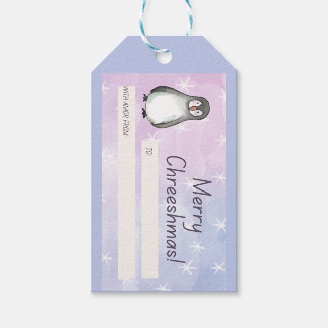 Merry Chreeshmas Penguin Geschenkanhänger (Vorderseite)