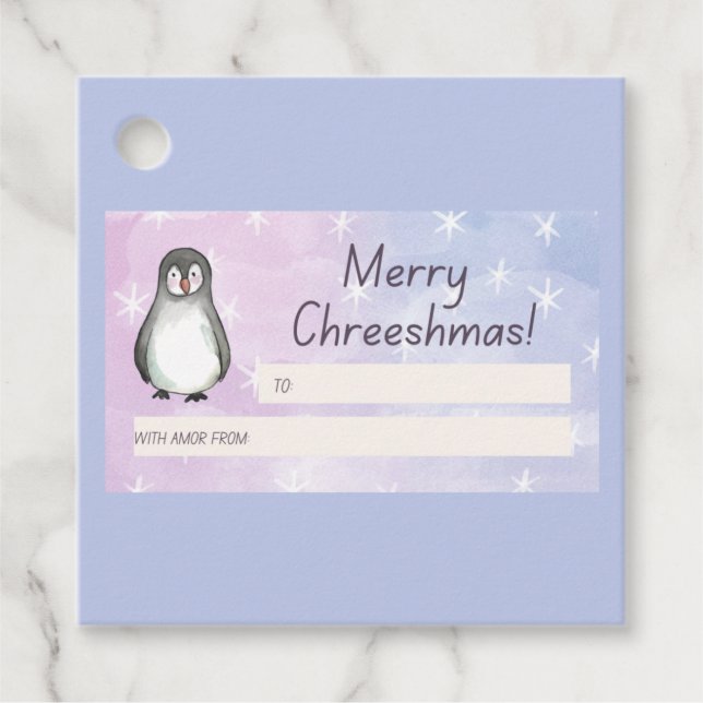 Merry Chreeshmas Penguin Gift Geschenkanhänger (Vorderseite)