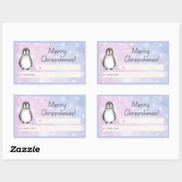 Merry Chreeshmas Penguin Gift Rechteckiger Aufkleber