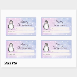 Merry Chreeshmas Penguin Gift Rechteckiger Aufkleber