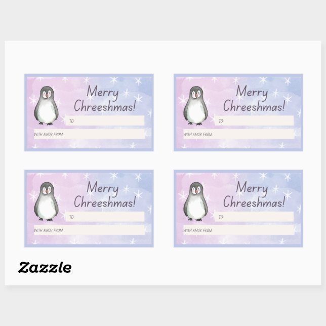Merry Chreeshmas Penguin Gift Rechteckiger Aufkleber (Blatt)