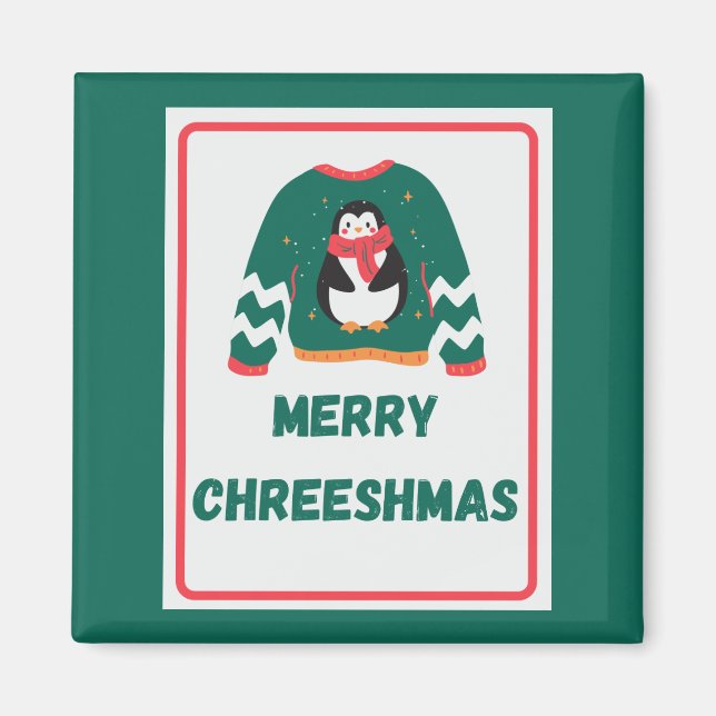 Merry Chreeshmas Penguin Sweater Magnet (Vorne)