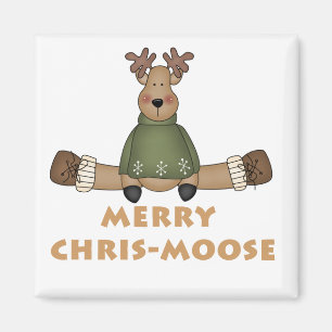 Merry Chris-Moose T - Shirt und Geschenke Magnet