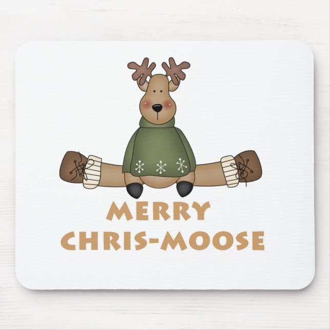Merry Chris-Moose T - Shirt und Geschenke Mousepad (Vorne)