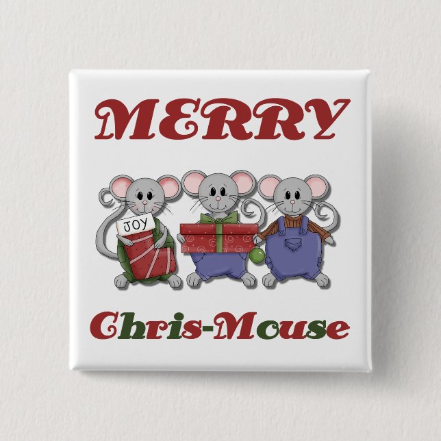 Merry Chris-Mouse Tshirts und Geschenke Button (Vorderseite)