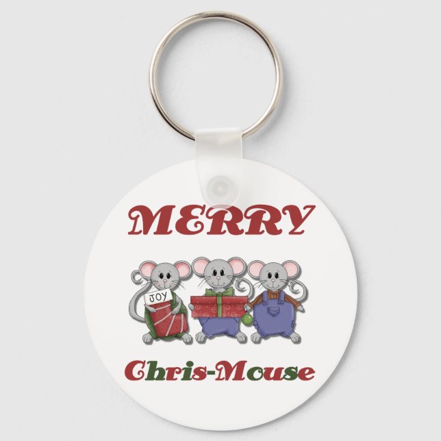 Merry Chris-Mouse Tshirts und Geschenke Schlüsselanhänger (Vorderseite)