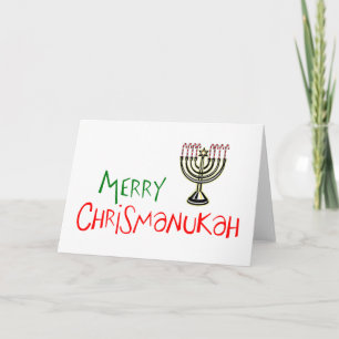 Merry Chrismanukah - WeihnachtsChanukah Menorah Feiertagskarte