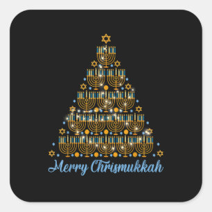 Merry Chrismukkah 2022 Happy Hanukkah Christmas Tr Quadratischer Aufkleber