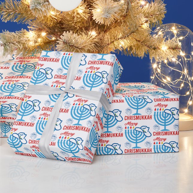 Merry Chrismukkah Cowboy Hat und Menorah Geschenkpapier (Feiertage)