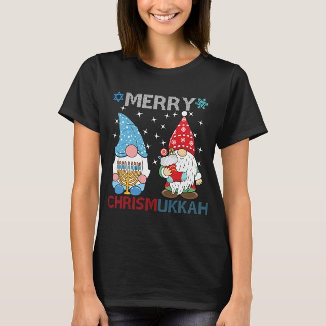 Merry Chrismukkah Funny Gnomes T-Shirt (Vorderseite)