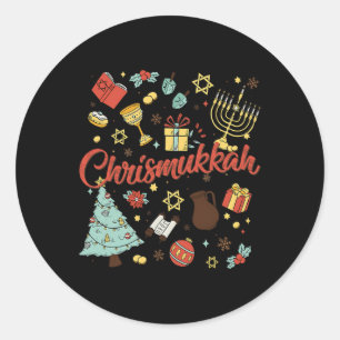 Merry Chrismukkah Happy Christmas Hanukkah 1 Runder Aufkleber