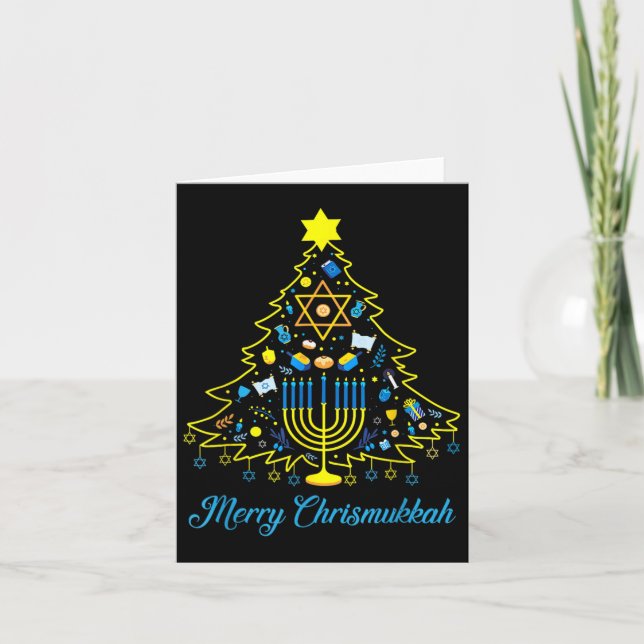 Merry Chrismukkah Happy Christmas Hanukkah 2 Karte (Vorderseite)