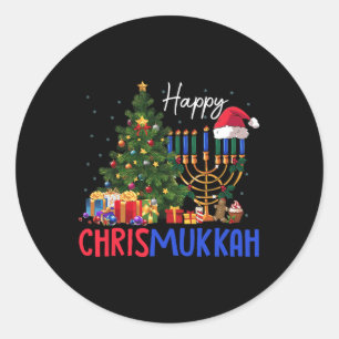 Merry Chrismukkah Happy Christmas Hanukkah 2 Runder Aufkleber