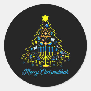 Merry Chrismukkah Happy Christmas Hanukkah 2 Runder Aufkleber