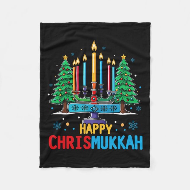 Merry Chrismukkah Happy Christmas Hanukkah 3 Fleecedecke (Vorderseite)