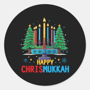 Merry Chrismukkah Happy Christmas Hanukkah 3 Runder Aufkleber