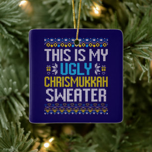 Merry Chrismukkah Happy Christmas Hanukkah Keramikornament