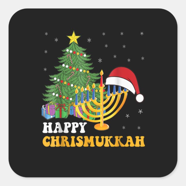 Merry Chrismukkah Happy Hanukkah 2022 Christmas Ug Quadratischer Aufkleber (Vorderseite)