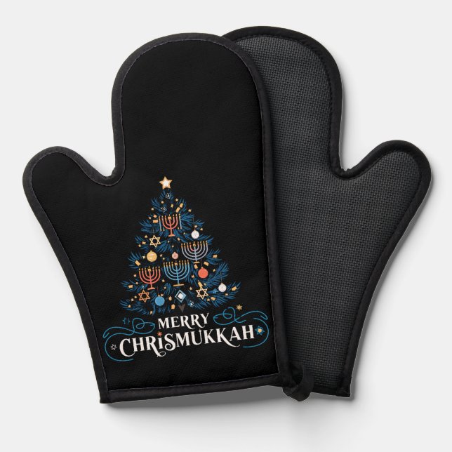 Merry Chrismukkah Jewish Holiday Hanukkah Ofenhandschuh (Vorderseite/Rückseite)