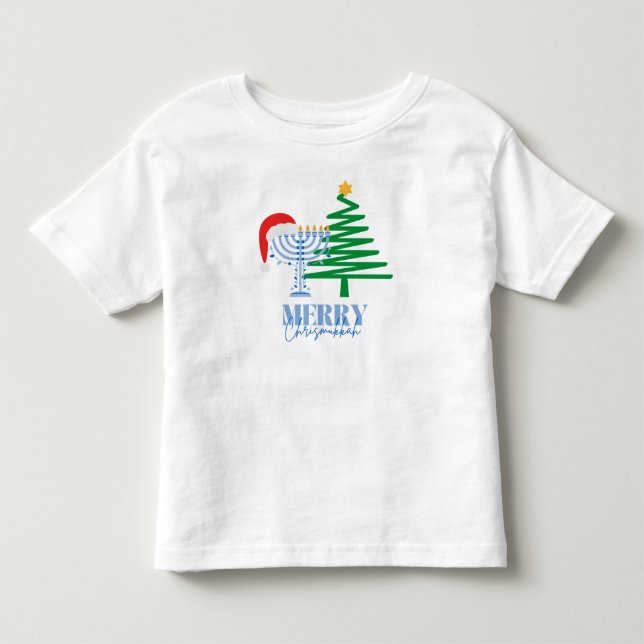 Merry Chrismukkah Menorah und Santa Toddler Shirt (Vorderseite)