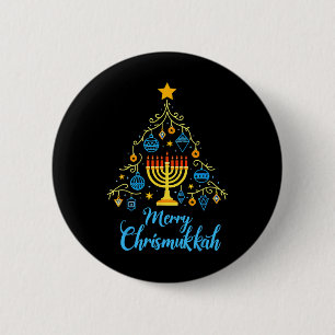 Merry Chrismukkah Menorah Weihnachtsbaum Chanukah Button