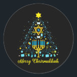 Merry Chrismukkah Menorah Weihnachtsbaum Chanukah Runder Aufkleber<br><div class="desc">Merry Chrismukkah Menorah Weihnachtsbaum Chanukah Juden</div>