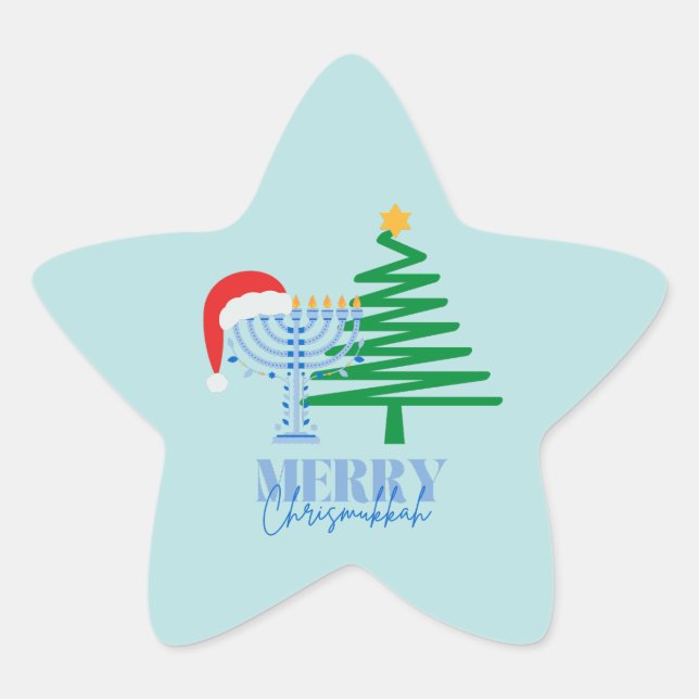 Merry Chrismukkah Star Sticker Label (Vorderseite)