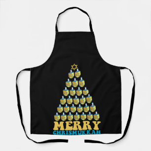 Merry Chrismukkah Weihnachtsbaum des Dreidel-Jüdis Schürze