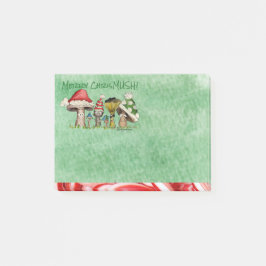 Merry ChrisMUSH Cartoon Mushrooms Post-it Klebezettel