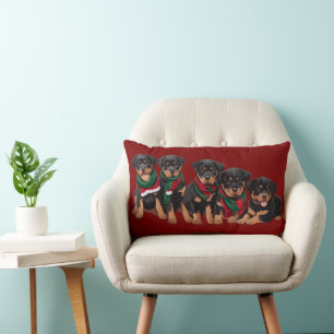 Merry Chrismutts Rottweiler Welpen tragen Scarf Lendenkissen