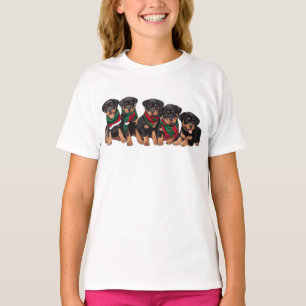 Merry Chrismutts Rottweiler Welpen tragen Scarf T-Shirt