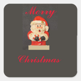 MERRY CHRISRMAS CANDY CANE SANTA QUADRATISCHER AUFKLEBER