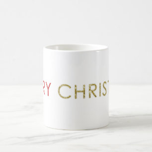 Merry Christ in Christmas Gold Glitzer Kaffeetasse