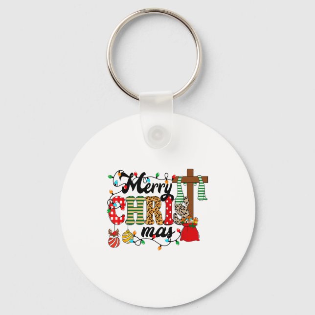 Merry Christ Mas Christian Christmas Jesus Christm Schlüsselanhänger (Vorderseite)