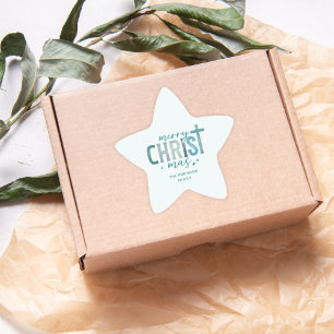 Merry Christ mas Christlich Boho Familienname Stern-Aufkleber