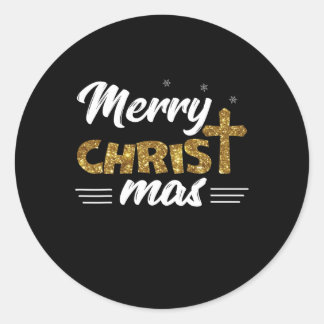 Merry Christ Mas Funny Christmas Familie Matching  Runder Aufkleber