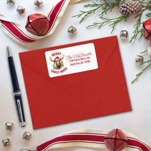 Merry Christ-moose Funny Christmas Moose Adressaufkleber