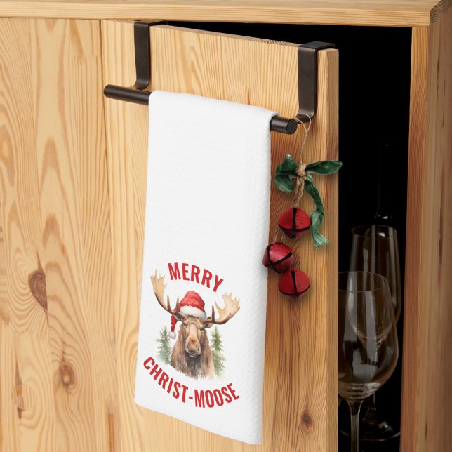 Merry Christ-moose Funny Christmas Moose Geschirrtuch (Von Creator hochgeladen)