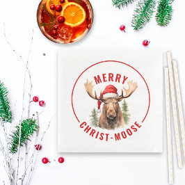 Merry Christ-moose Funny Christmas Moose Serviette