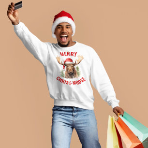 Merry Christ-moose Funny Christmas Moose Sweatshirt