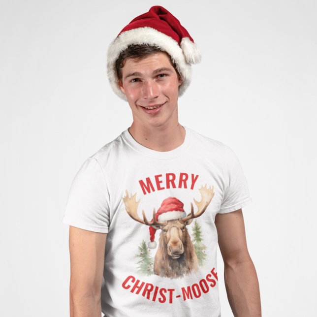 Merry Christ-moose Funny Christmas Moose T-Shirt (Von Creator hochgeladen)