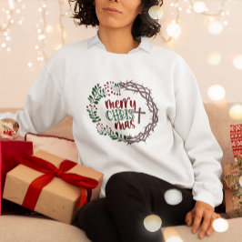 Merry CHRIST Wreath Christlich Ladys Sweatshirt