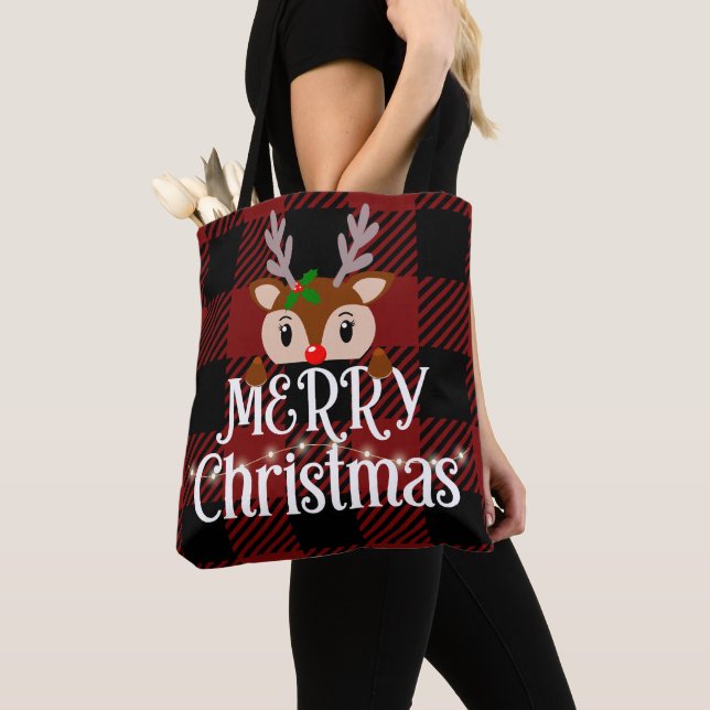 Merry Christams Reindeer Individuelle Name Tasche (Von Nahem)