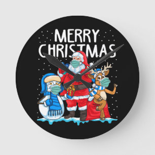 Merry Christmas 2023 Runde Wanduhr