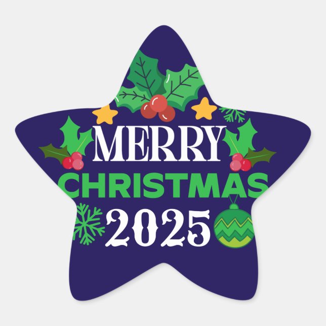 Merry Christmas 2025-86303 Stern-Aufkleber (Vorderseite)